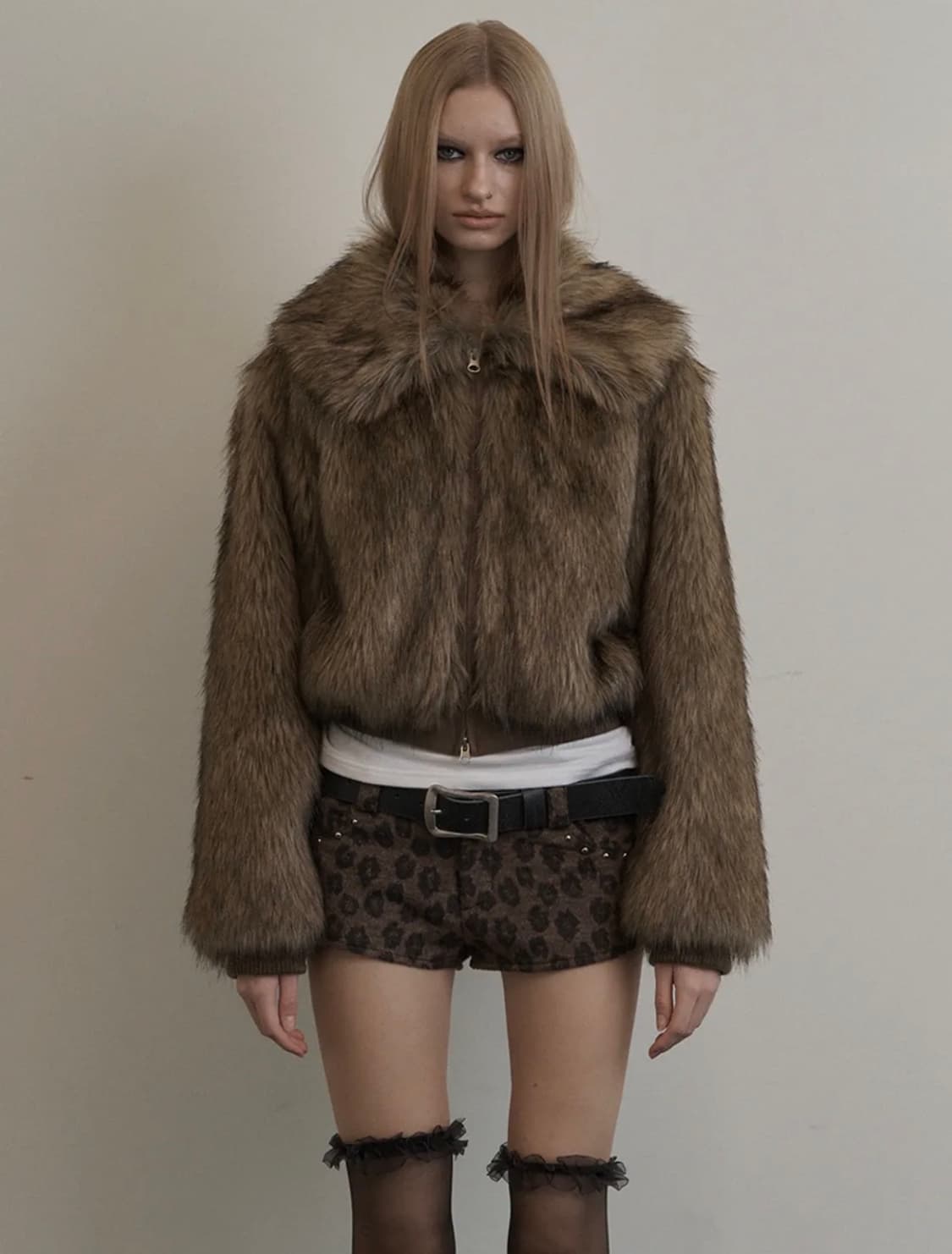 셋업이엑스이 퍼 자켓 FUR SHORT JACKET / BEIGE 상품이미지1
