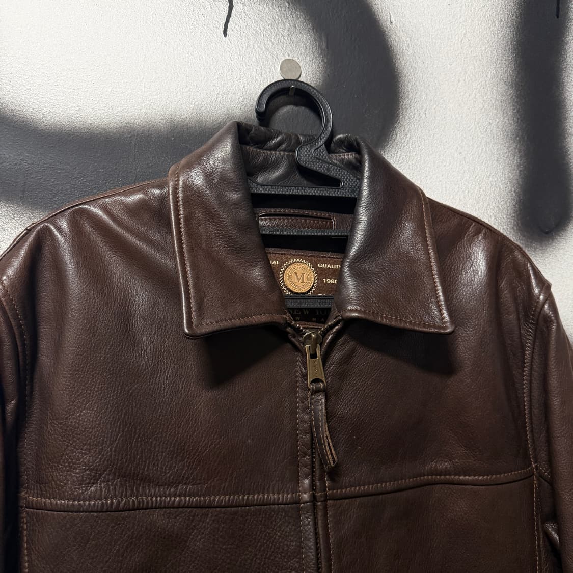 VTG 빈티지 100% 쉽스킨 다크 브라운 싱글 집업 가죽 자켓 상품이미지3