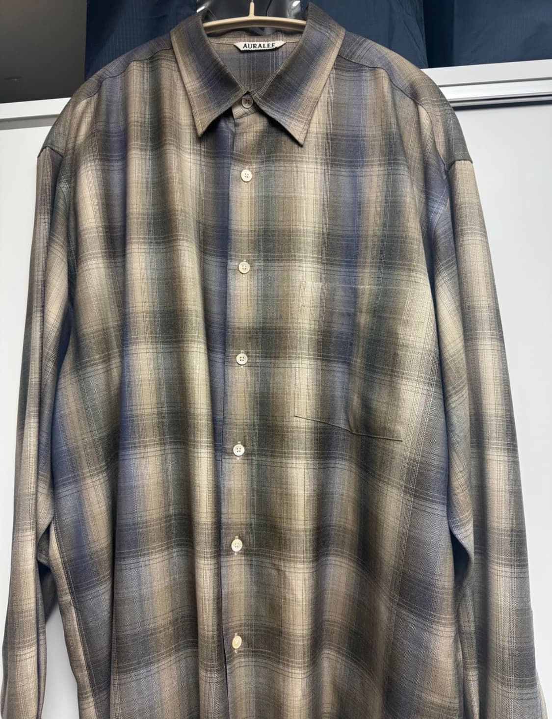 오라리 25aw 슈퍼 라이트 울 체크 셔츠 브라운 블루(사이즈 5) 상품이미지2