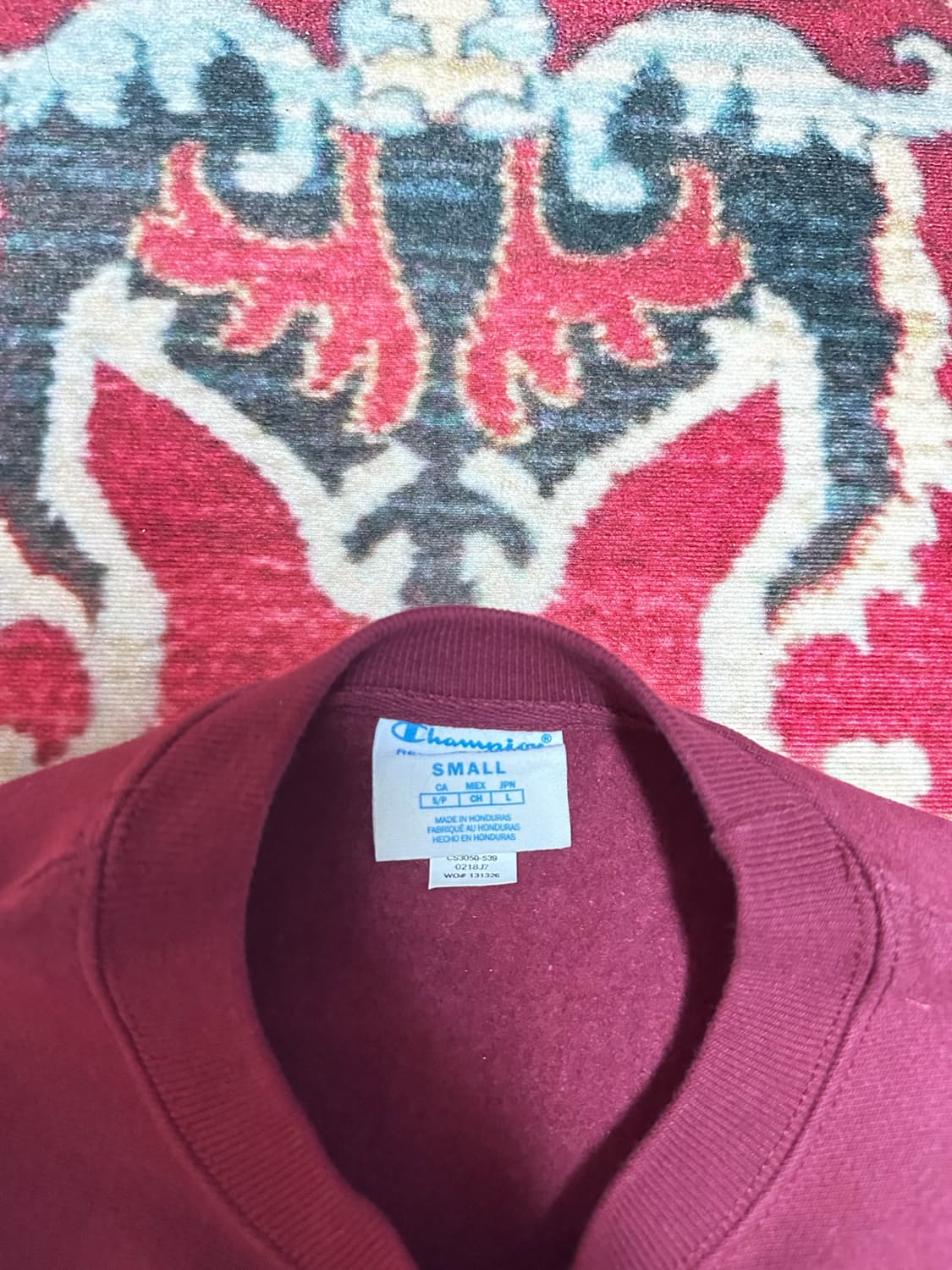 챔피언 로고 맨투맨 버건디 S 상품이미지2