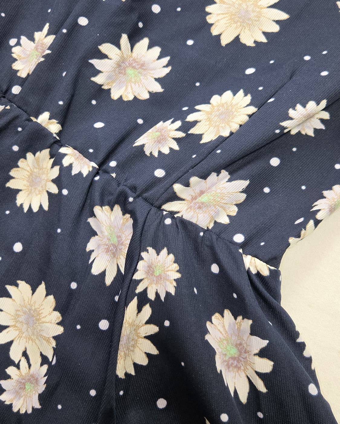 더블 프릴 숄더 도트 플라워 미니 원피스
 상품이미지5