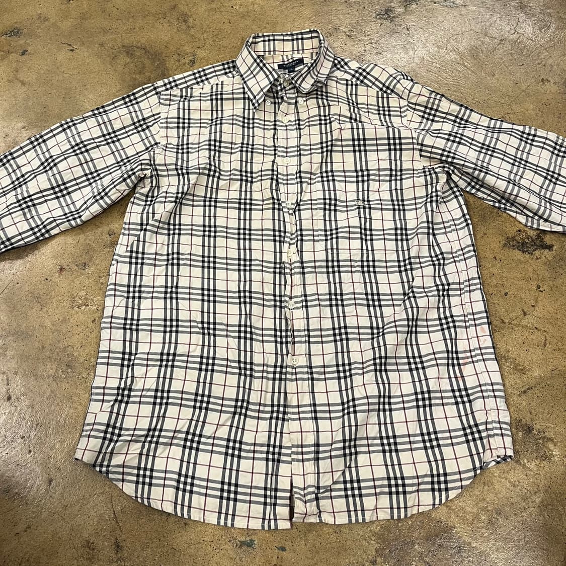 [정품/L] 버버리 체크 카라 셔츠 긴팔티 b10 상품이미지3