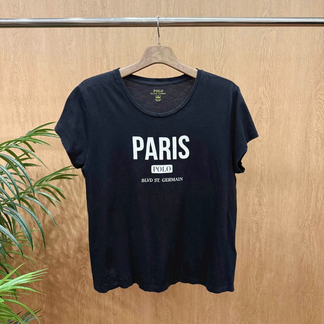 폴로 랄프로렌 반팔 티셔츠 PARIS 빅로고 프린팅 디테일 블랙 상품이미지1