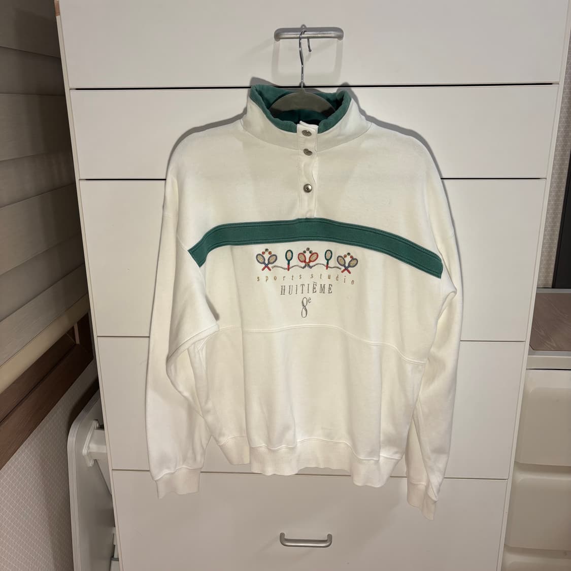 일본 HUITIEME 빈티지 테니스 하프넥 맨투맨 상품이미지1