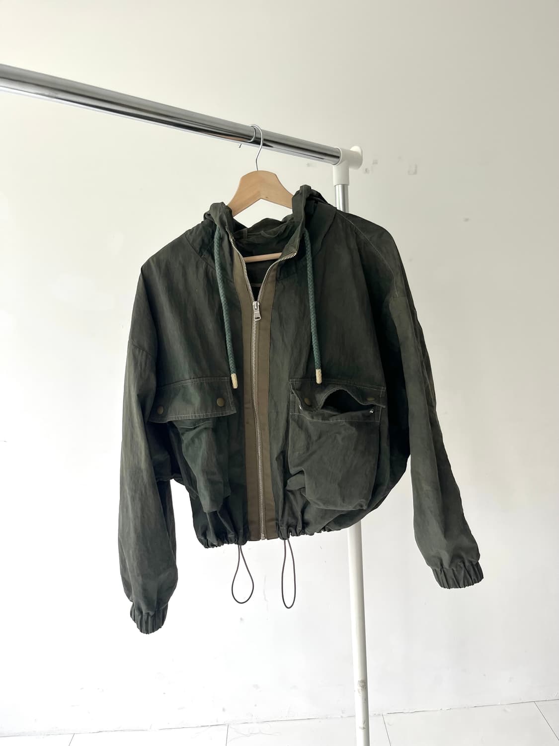 Khaki washing hoodie zip-up 상품이미지4