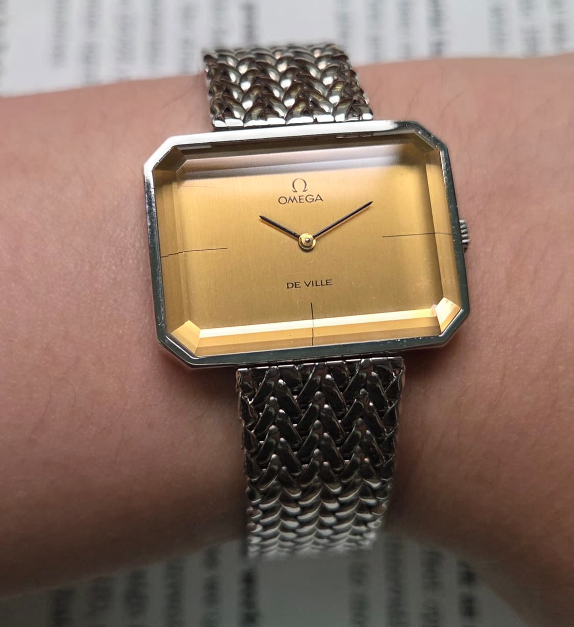 레어] 빈티지 오메가 드빌 사각탱크 샴골판 각유리 남성용 브레이슬릿 ve 상품이미지3