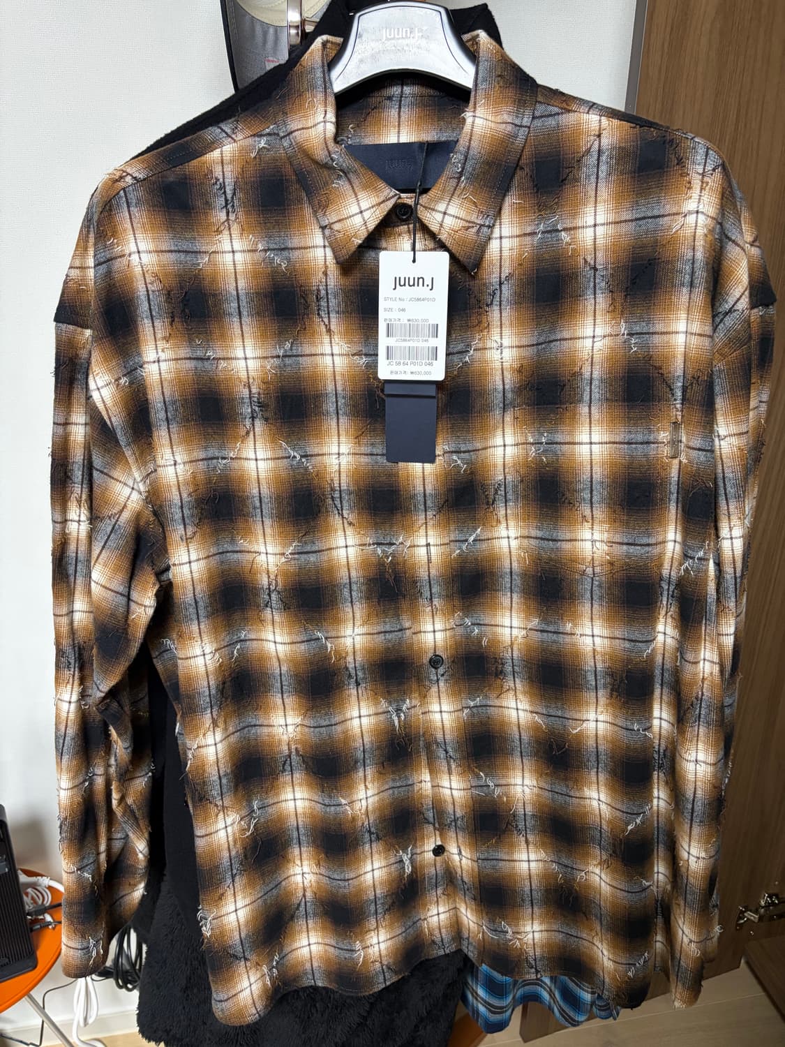 준지 25fw 아가일 체크 셔츠 브라운 상품이미지1