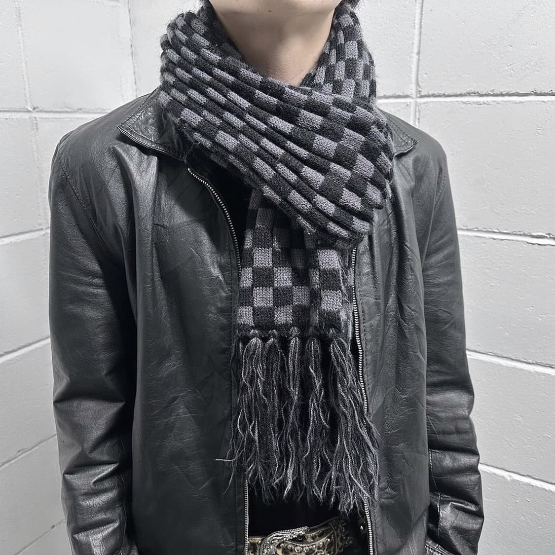 gray check pattern muffler  상품이미지2