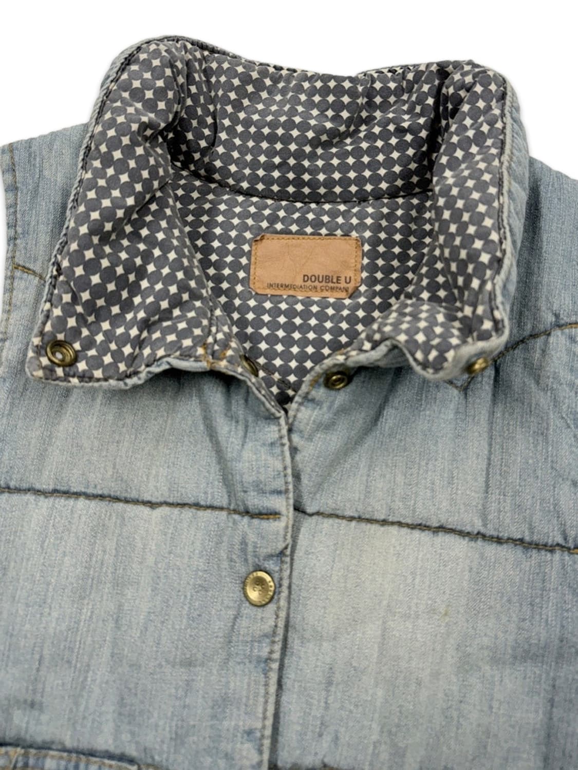 빈티지 데님 하이넥 패딩 베스트 상품이미지4