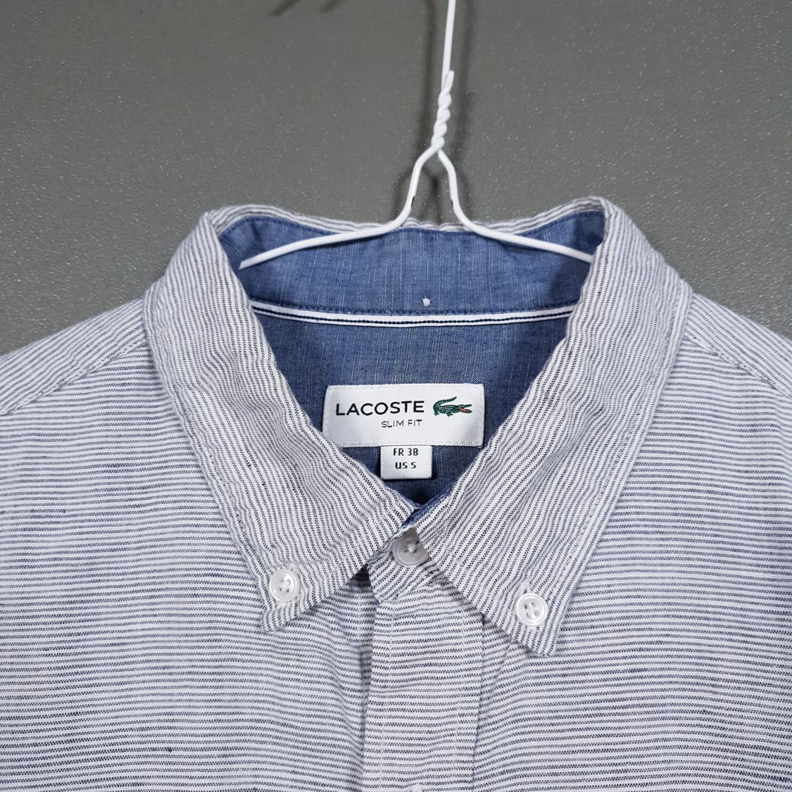 95) 라코스테 신형 크록 가로 스트라이프 코튼 린넨 셔츠 버트다운 남방 상품이미지5