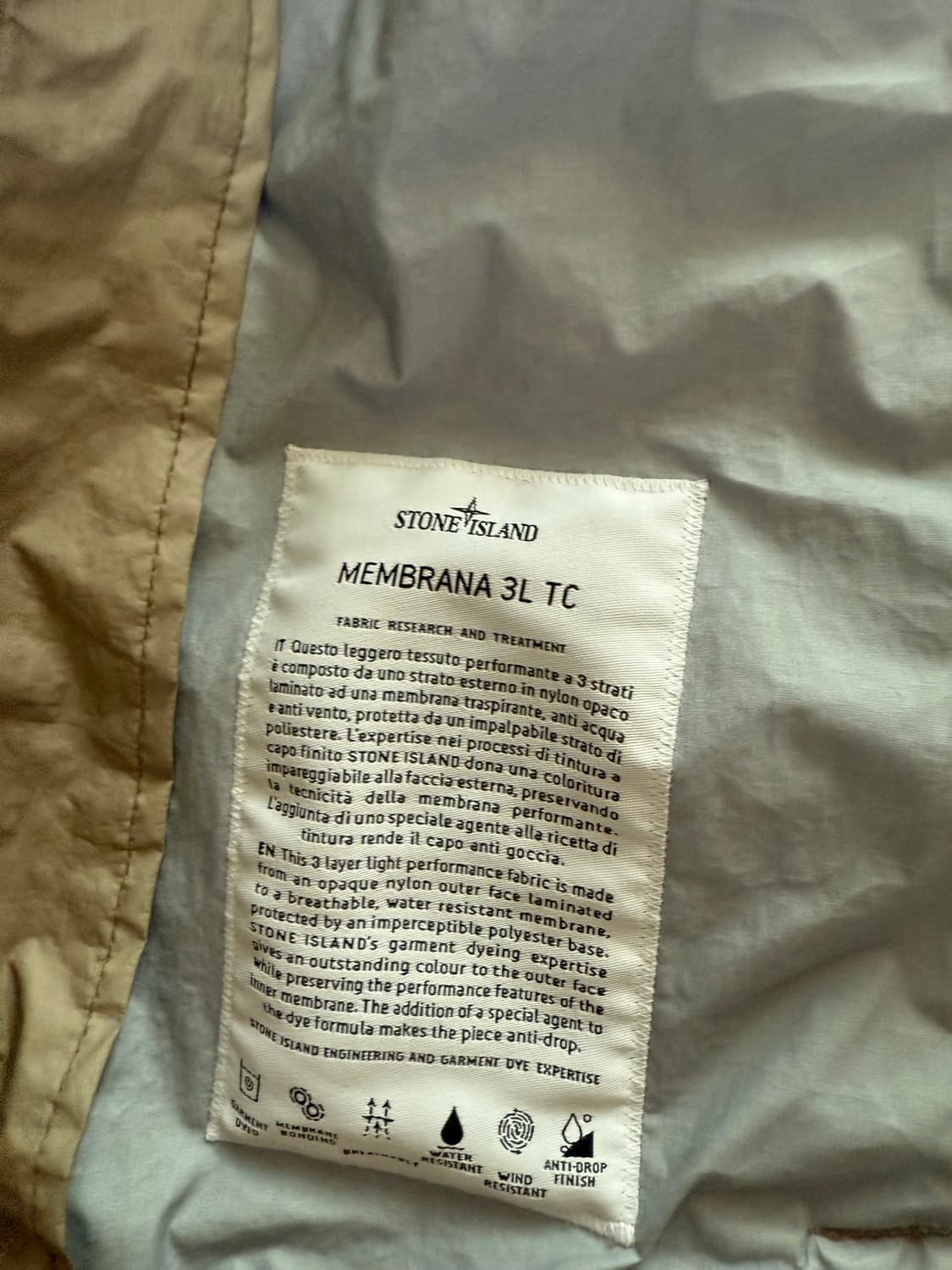 새상품급 스톤아일랜드 멤브라나 바람막이 (도브그레이) 상품이미지5