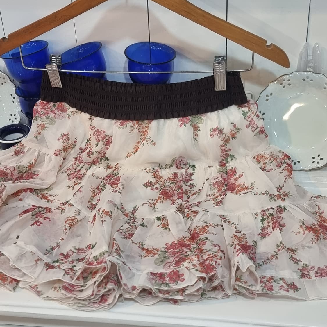 플라워 패턴 캉캉 스커트 프릴 치마 상품이미지4