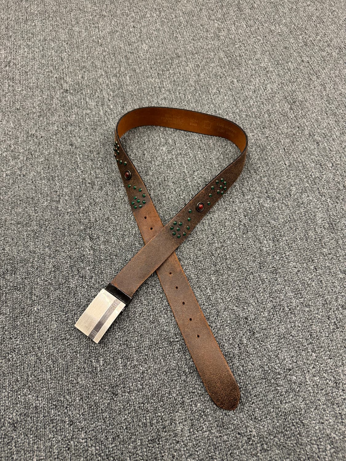 TCM Real Leather 빈티지 웨스턴잼스톤 브라운 가죽 벨트 상품이미지1