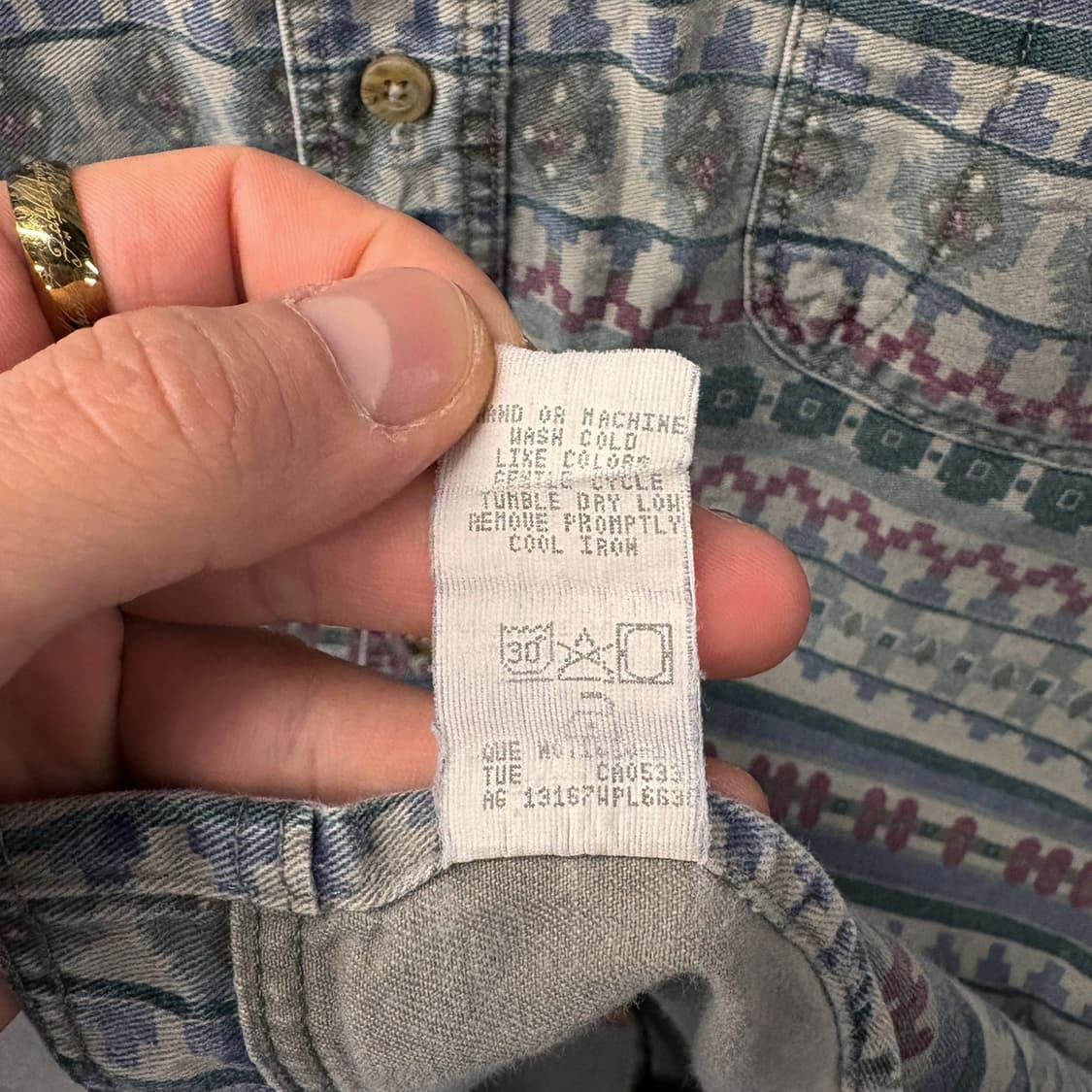 90s 울리치 러기드 올오버 아즈텍 패턴 그래픽 펜포켓 워크셔츠 N578 상품이미지7