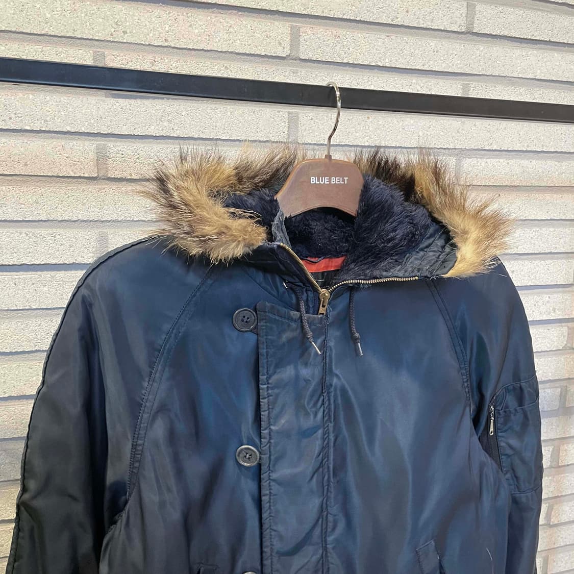 퍼후드 패딩 파카 자켓 멀티포켓 스트링 디테일 네이비 상품이미지4