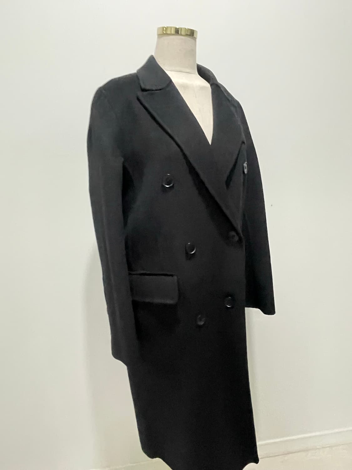 핸드메이드 울 더블코트 블랙 (모 46%캐시미어 6%) 160이하 추천 상품이미지6