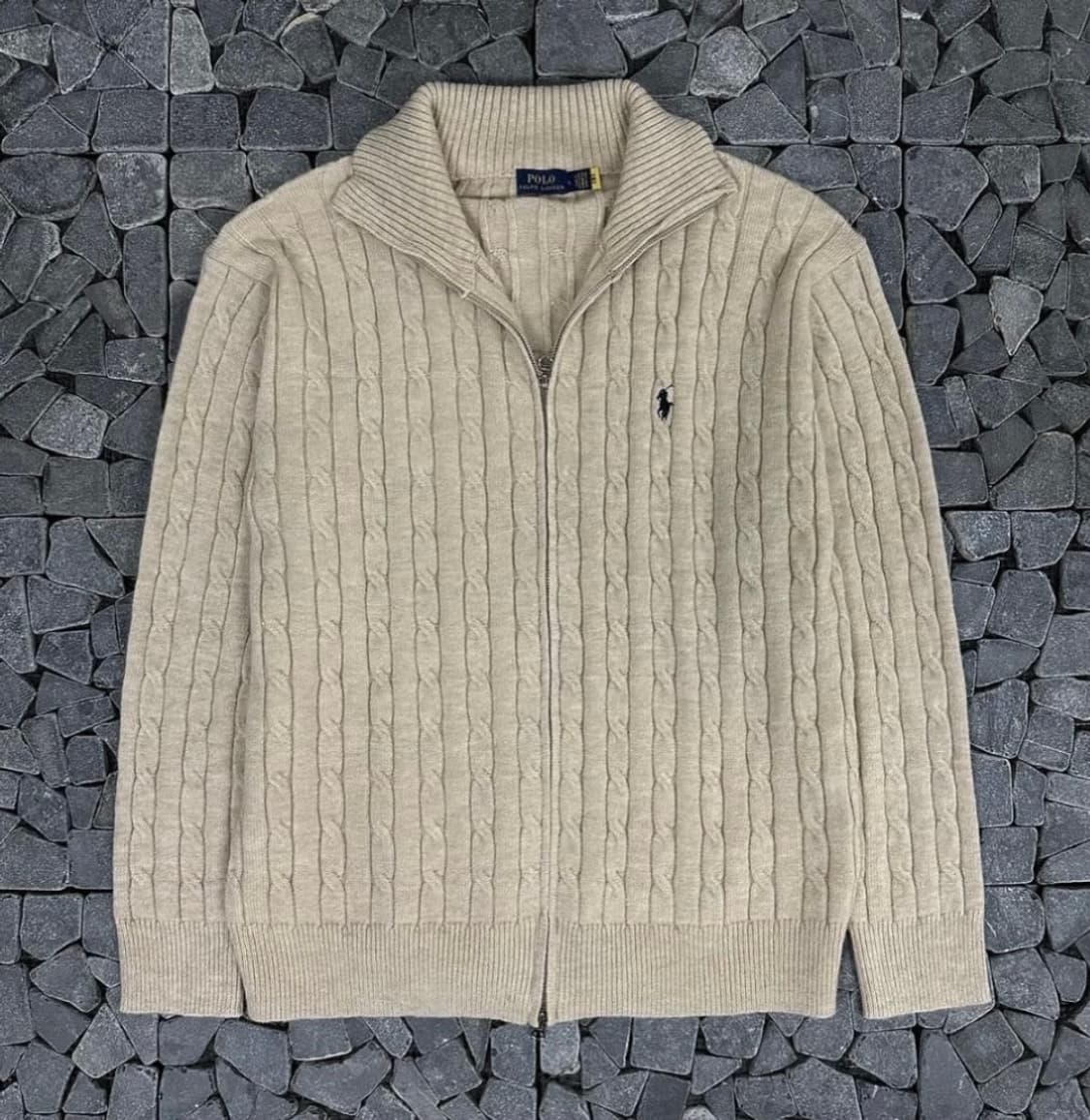 폴로 랄프로렌 베이지 케이블 니트집업 상품이미지1