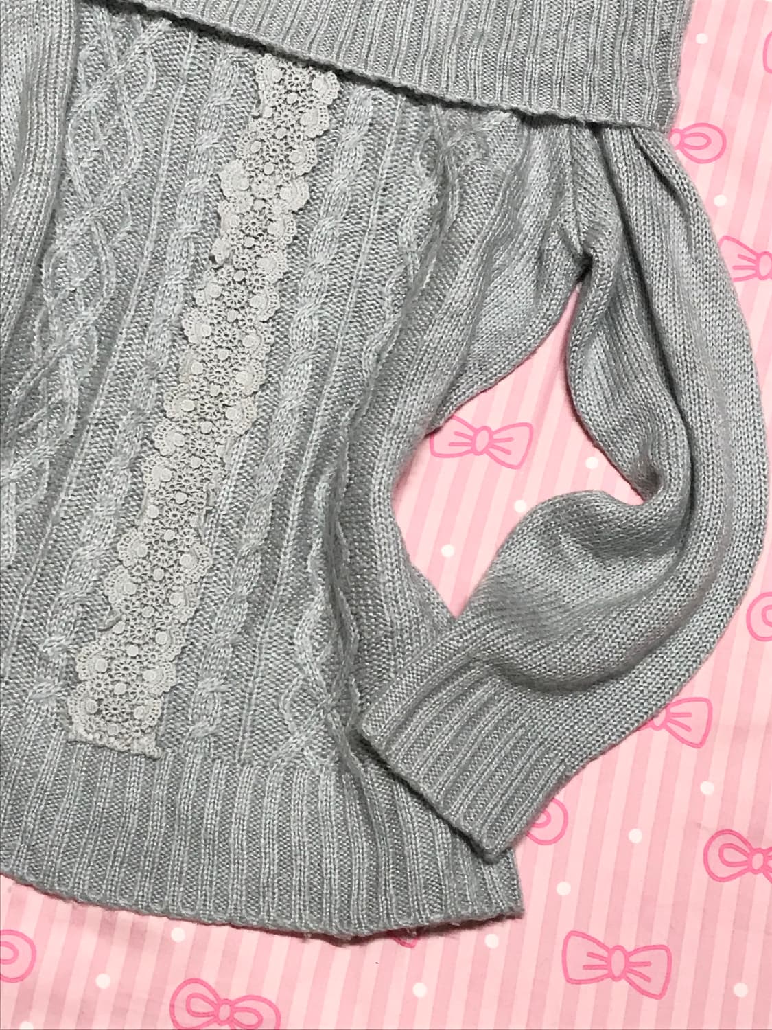 오프숄더 하늘색 레이스 니트 갸루 핀터레스트 상품이미지2