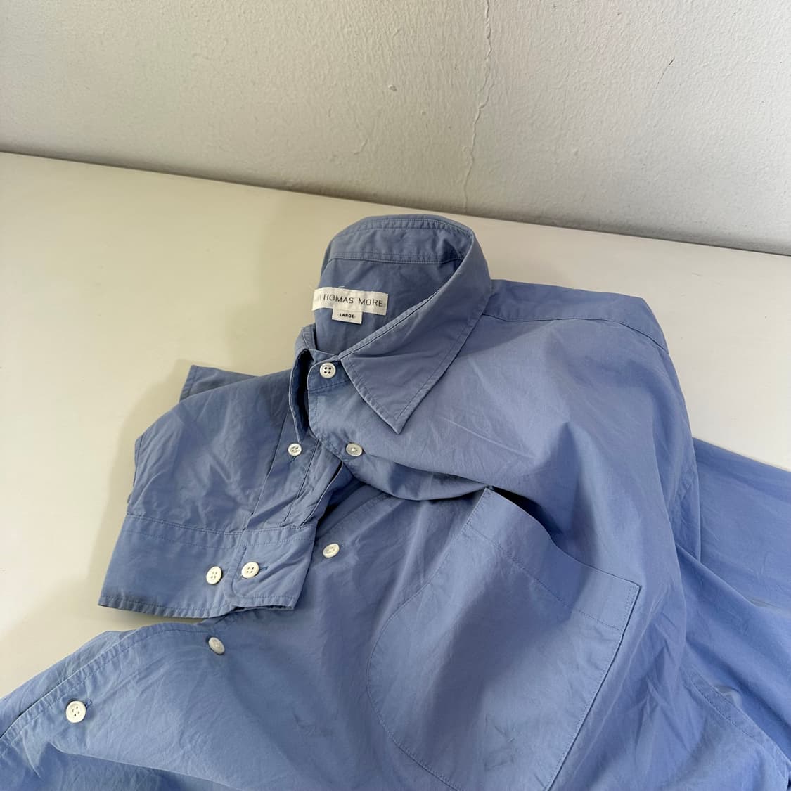 L-XL 토마스모어 스카이블루 오버핏 셔츠 남방 상품이미지1