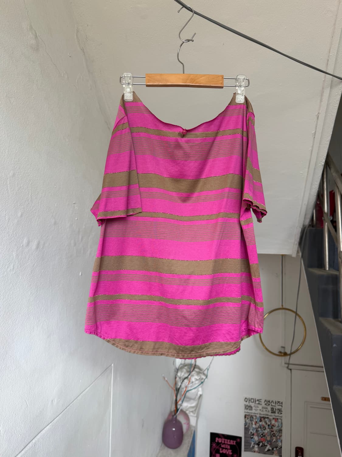 빈티지 스트라이프 오프숄더 탑 상품이미지5