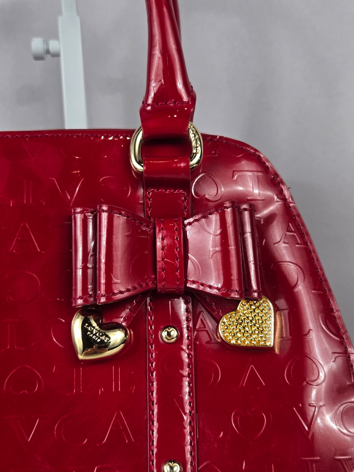 LOVCAT 러브캣 페이던트 애나멜 하트 리본 토트백 가방 정품 상품이미지3