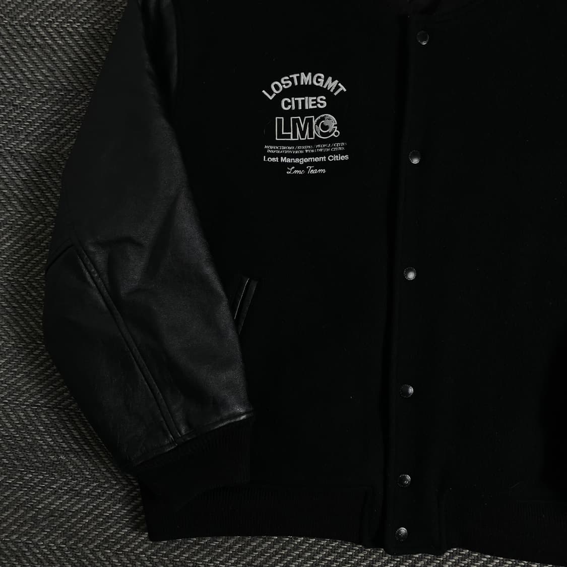 LMC 빅로고 소가죽 울 바시티 자켓 블랙y 3065 상품이미지5