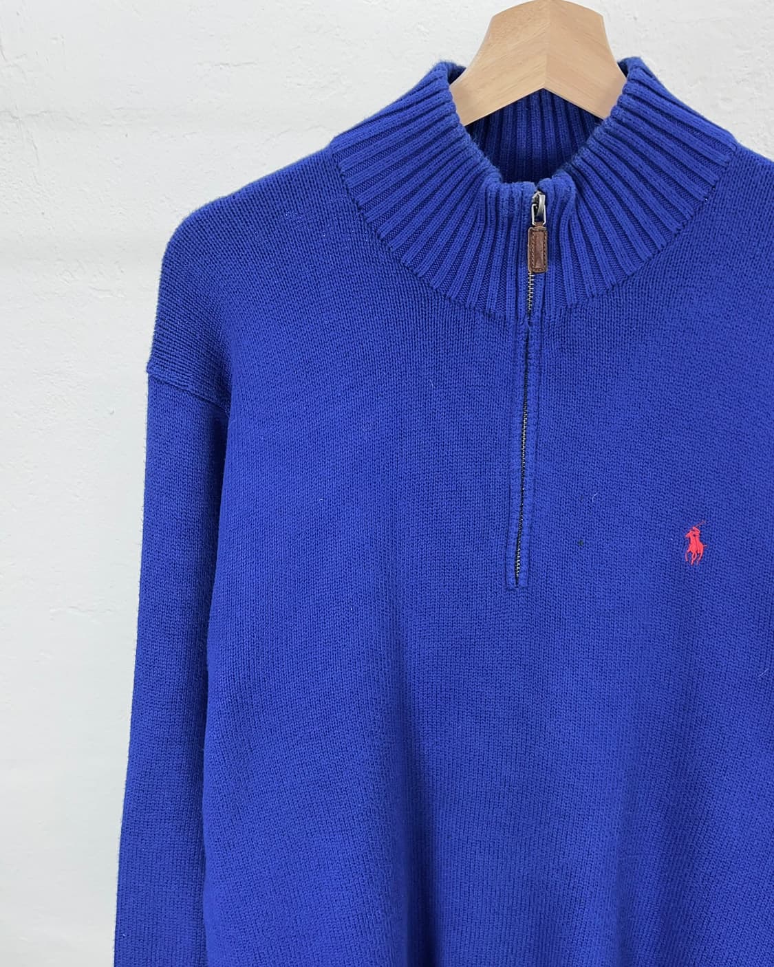 폴로 랄프로렌 로얄 블루 하프 코튼 집업 니트 스웨터 상품이미지2