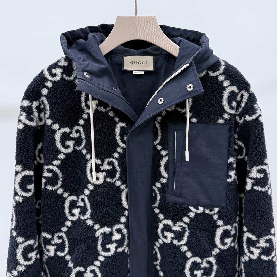 [S+급/M] 구찌 GG 퍼지 패브릭 자카드 후드 후리스 자켓 상품이미지2