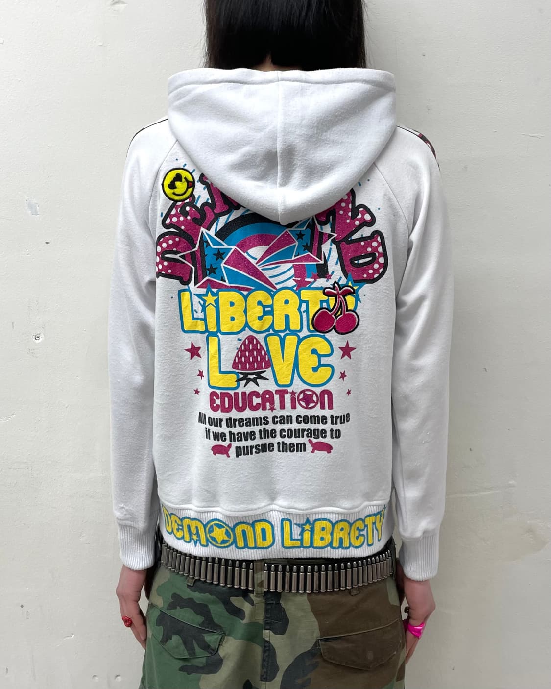 Retro Strawberry Multi-White Hooded Zip 상품이미지2