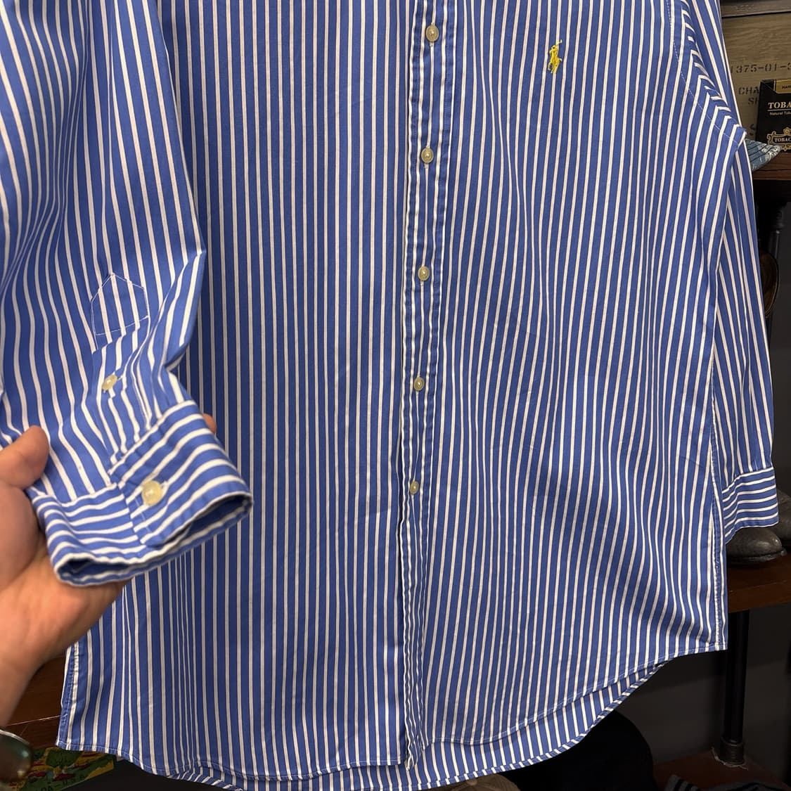 90s 랄프로렌 골프 클래식핏 화이트카라 스트라이프 셔츠 N1099 상품이미지5