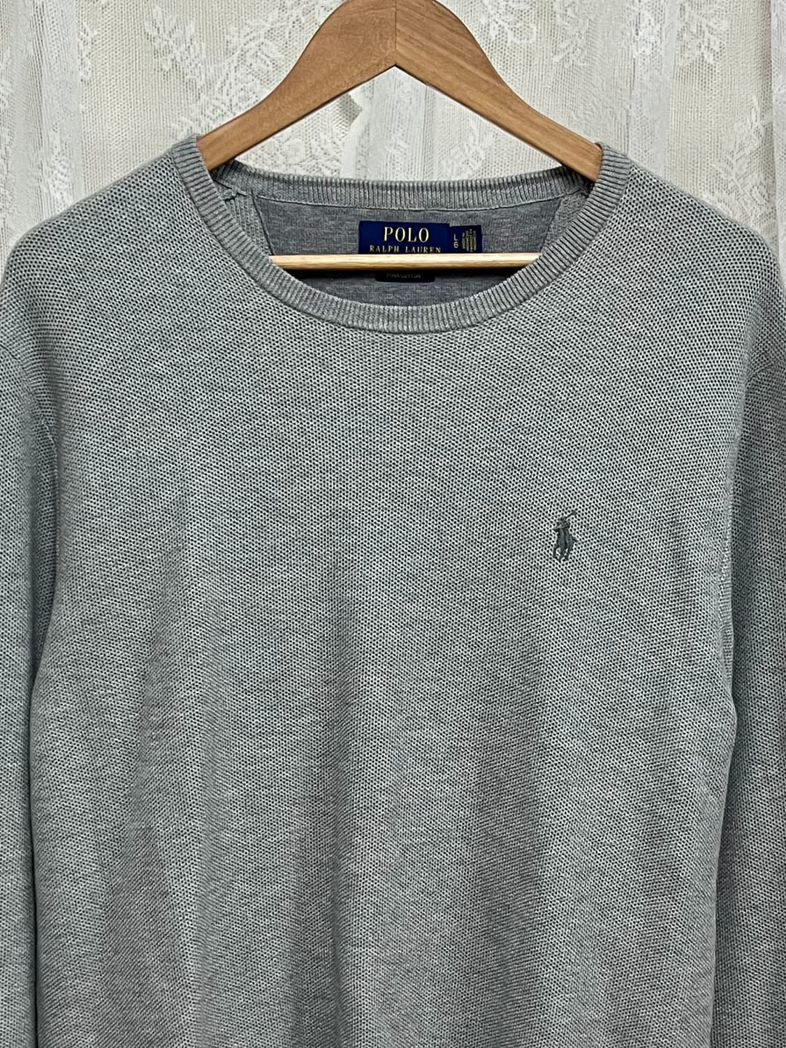 L) 폴로 랄프로렌 피마코튼 니트 맨투맨 그레이 상품이미지3