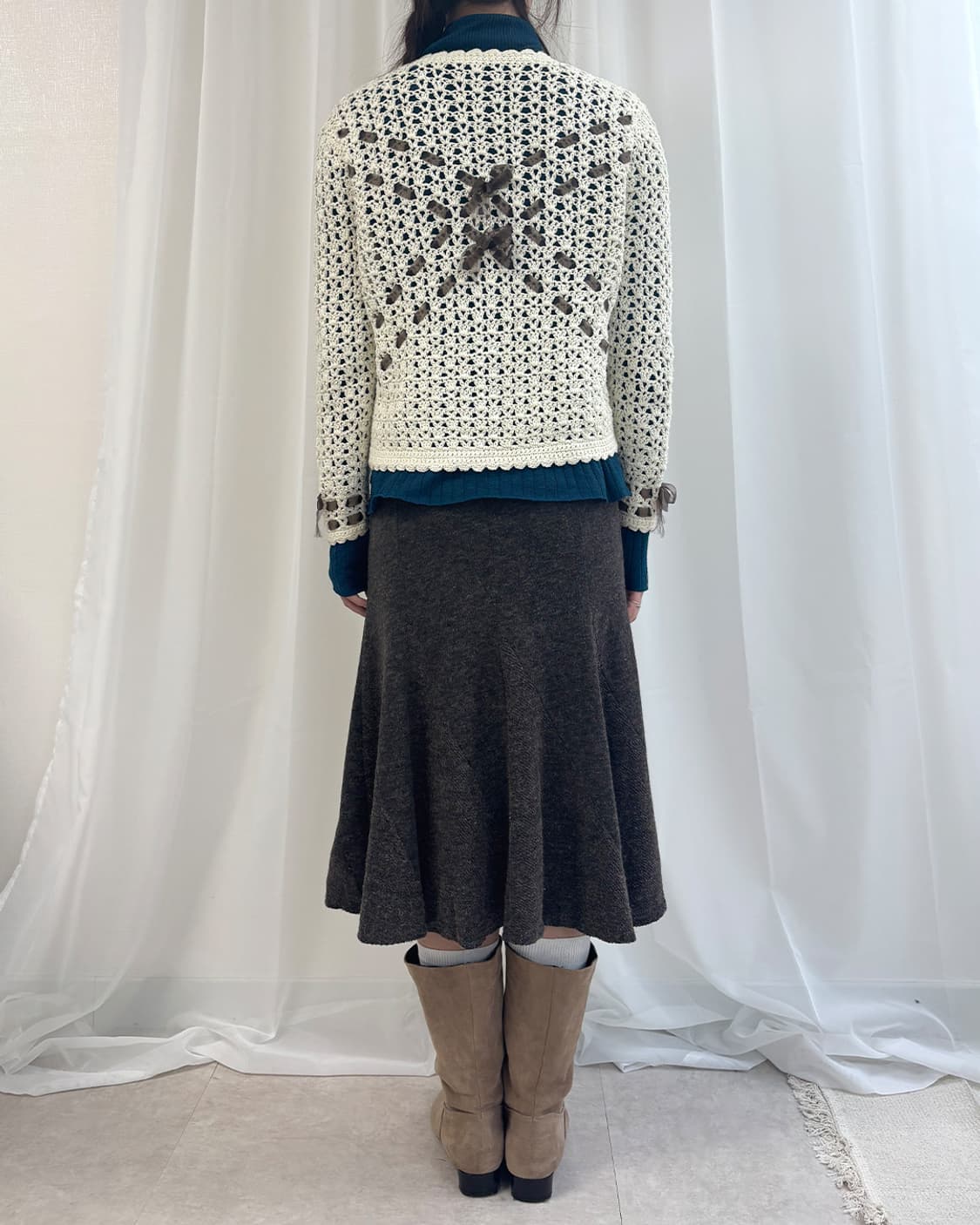 soso crochet chiffon trimmed cardigan 상품이미지10