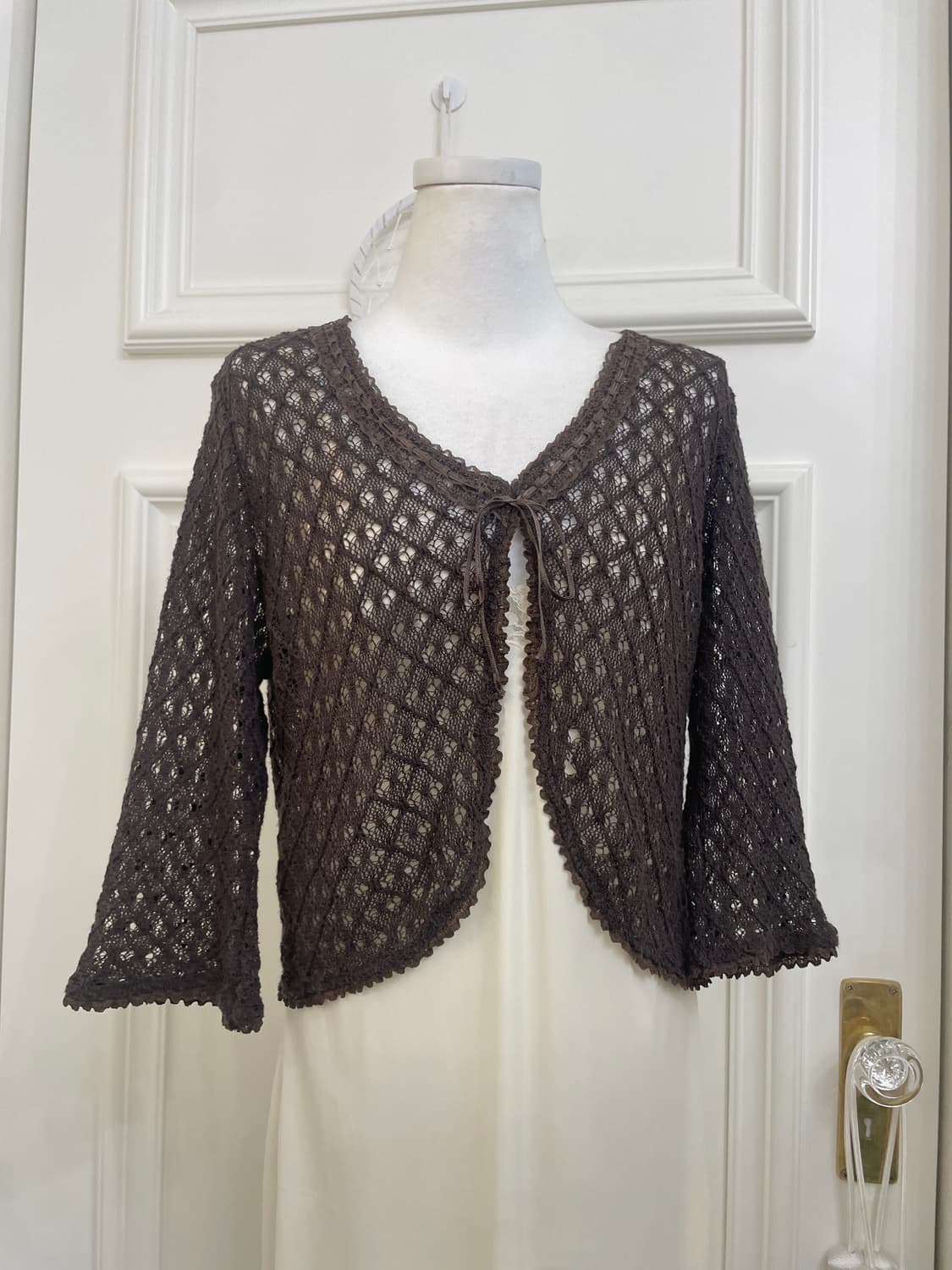 brown bow point crochet cardigan 상품이미지5