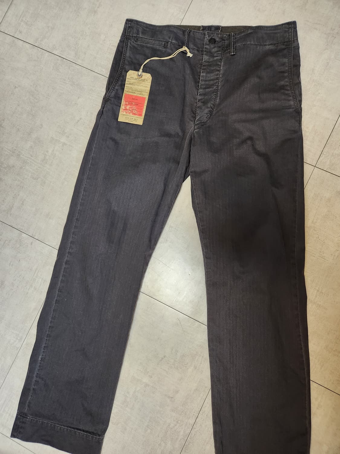 [W31 L32] RRL 가먼트다잉 헤링본 팬츠 블랙 상품이미지1