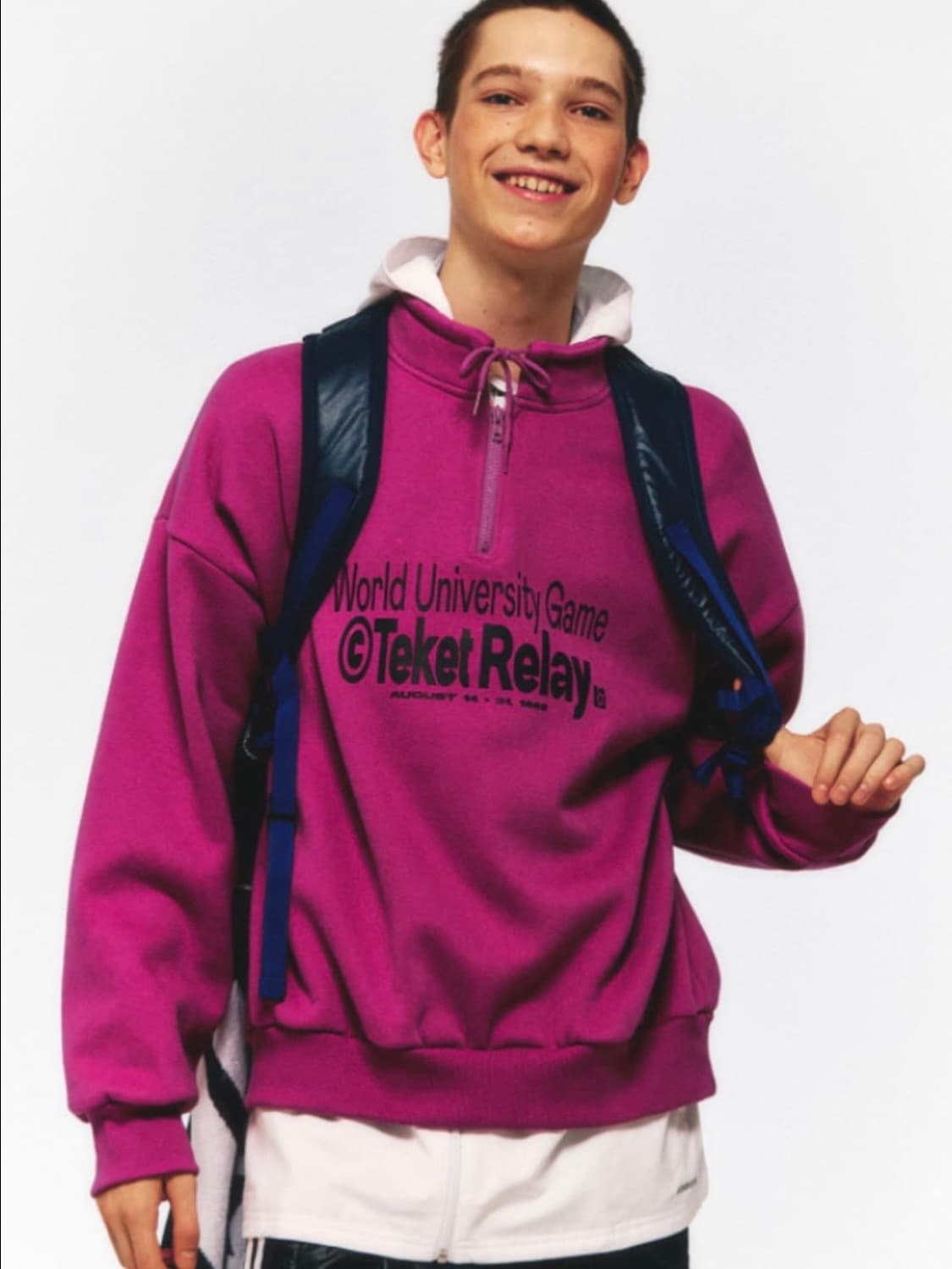 테켓 하프집업 맨투맨 핑크 L 상품이미지1