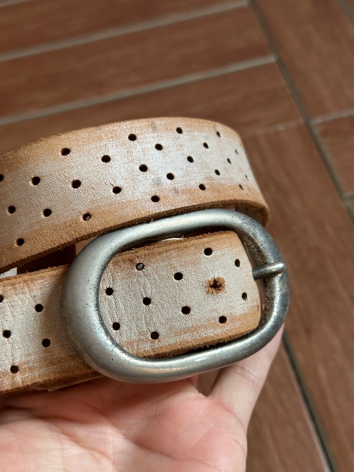 Vintage leather punching belt 상품이미지2
