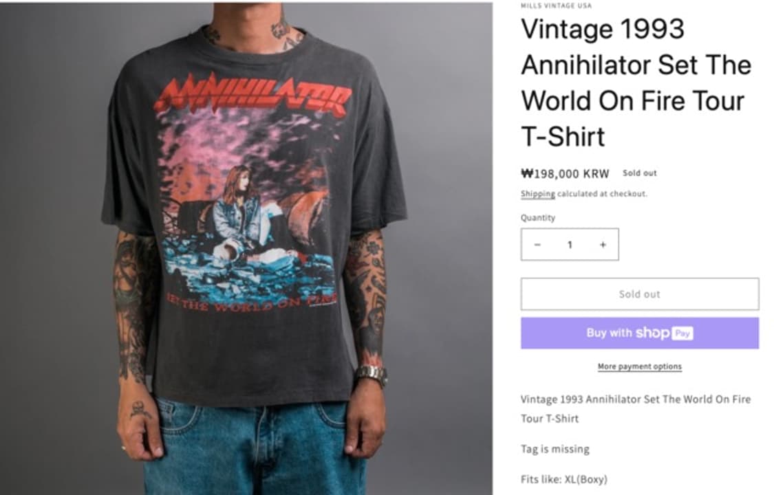 1993 ANNIHILATOR 투어 티셔츠 상품이미지8