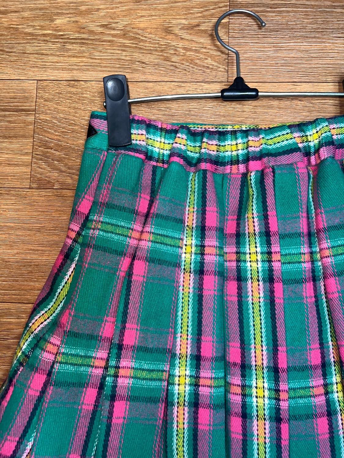 그린 체크 플리츠 스커트 상품이미지3