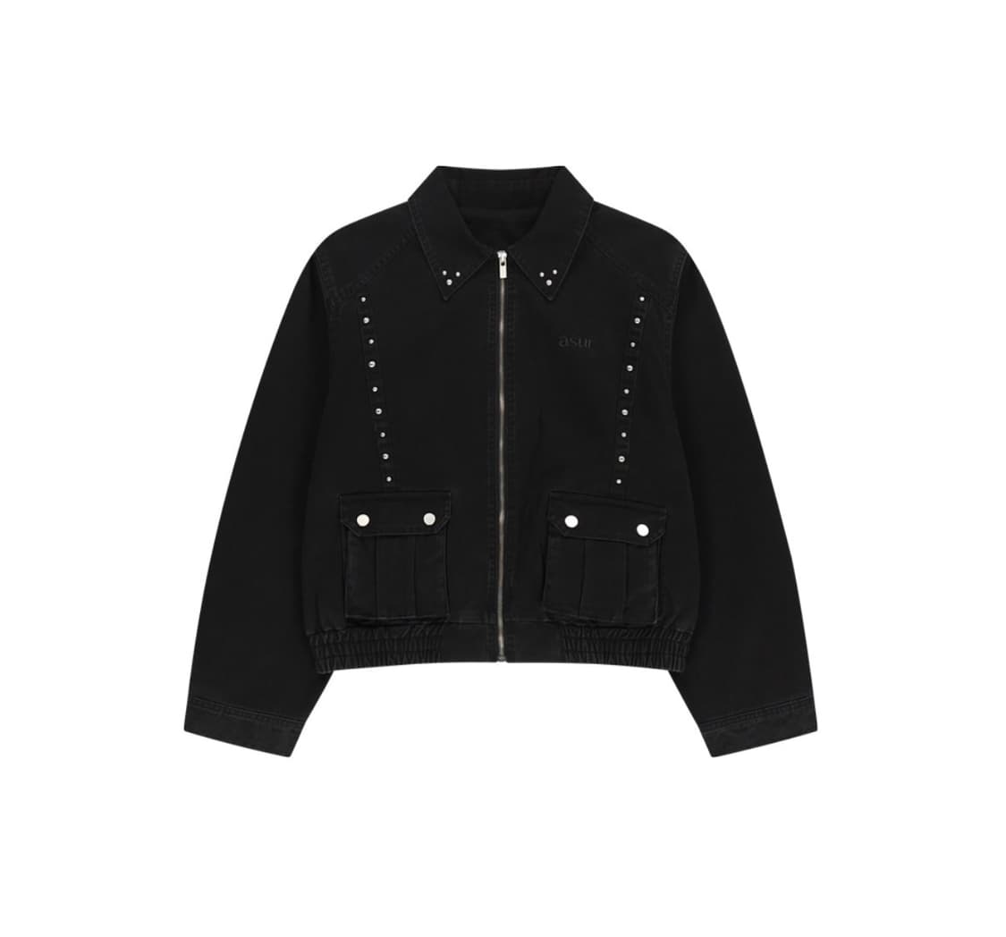 버튼 워시드 블루종 블랙 상품이미지2