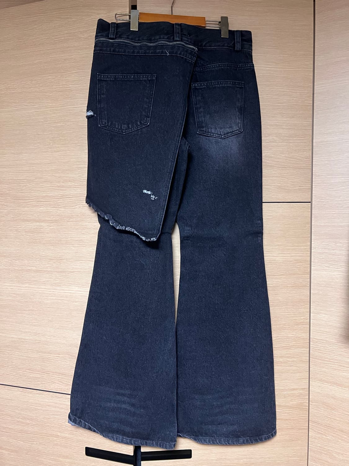 아이필럭키 Denim Bootscut skirt pants black L 상품이미지4