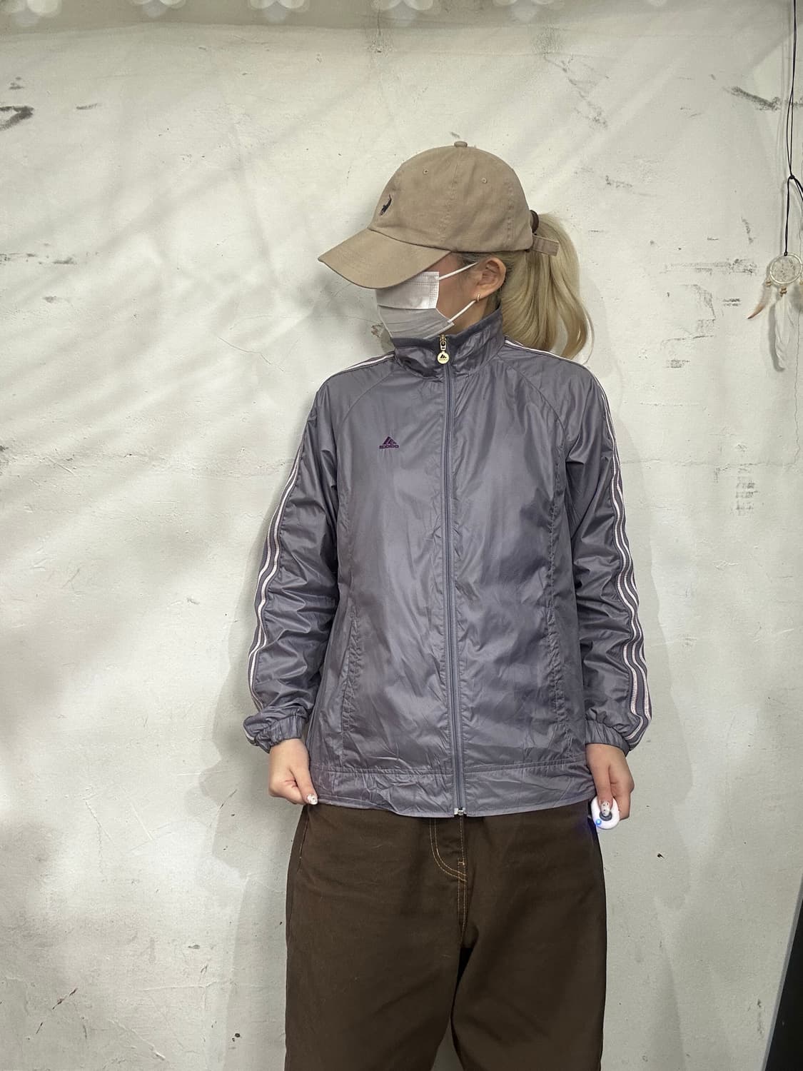 00s 아디다스 퍼플 사이드 라인 오버핏 바람막이 자켓 M 상품이미지2