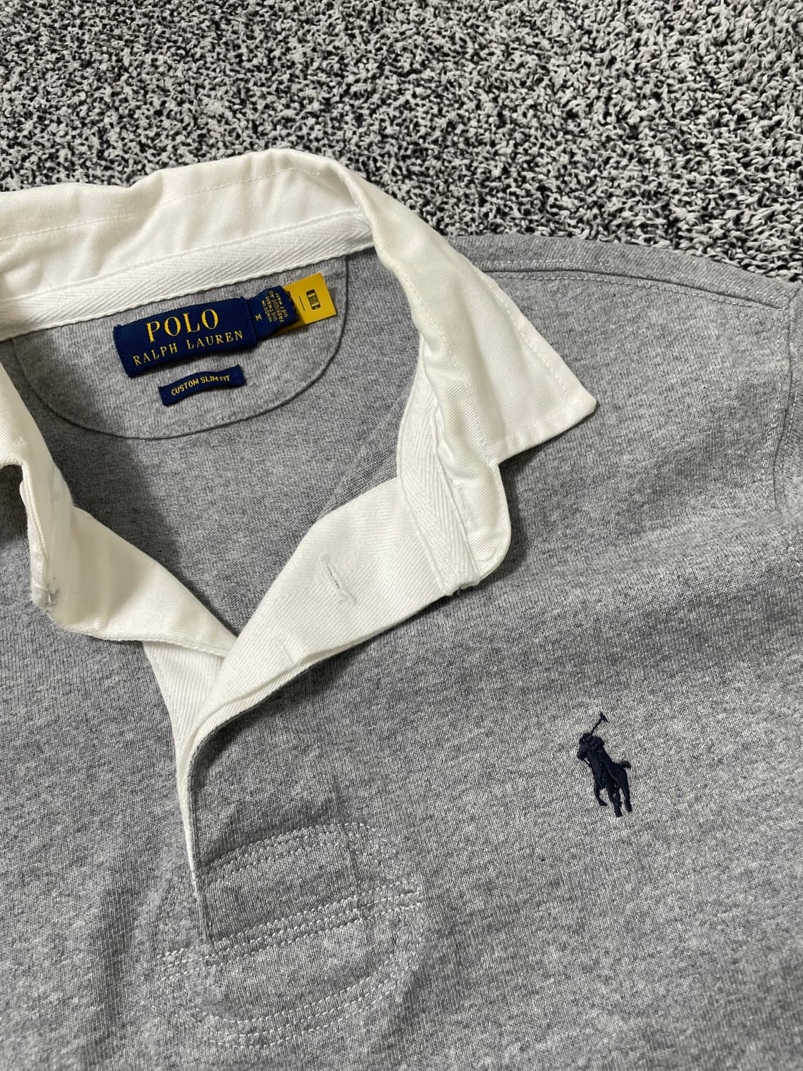 빈티지9. 폴로랄프로렌 그레이 럭비 셔츠 슬리브 상품이미지3