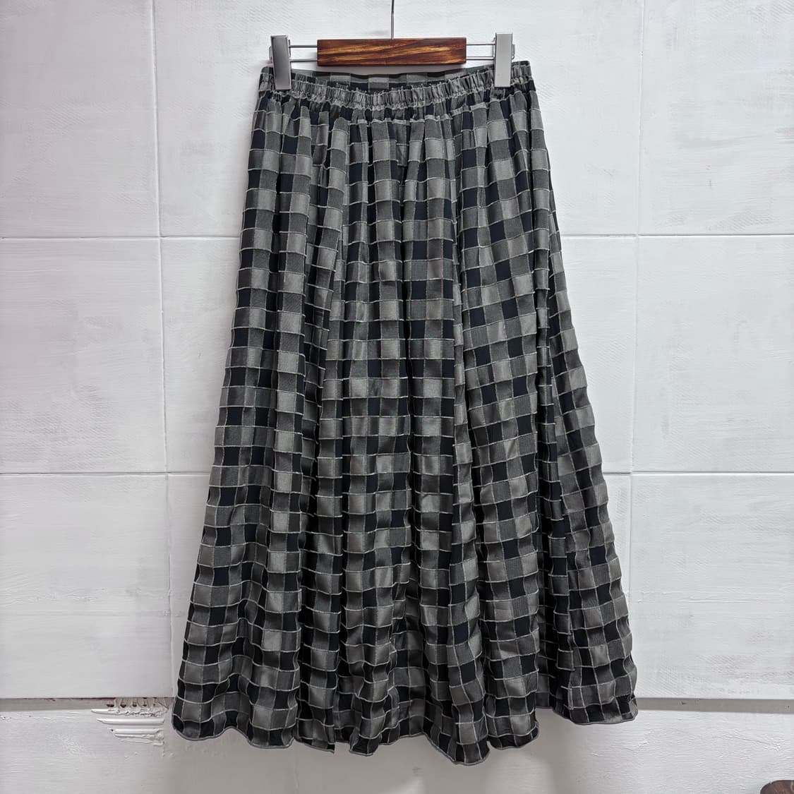 그레이 체크 플레어 롱 스커트  JPN 상품이미지4
