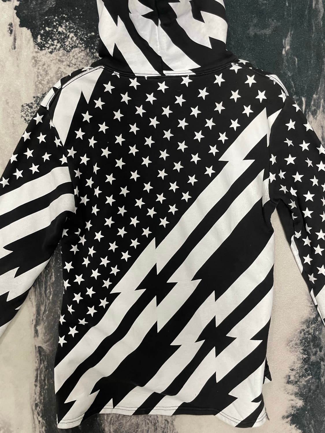 빈티지 성조기 흑백 사이드 지퍼 후드티 상품이미지4