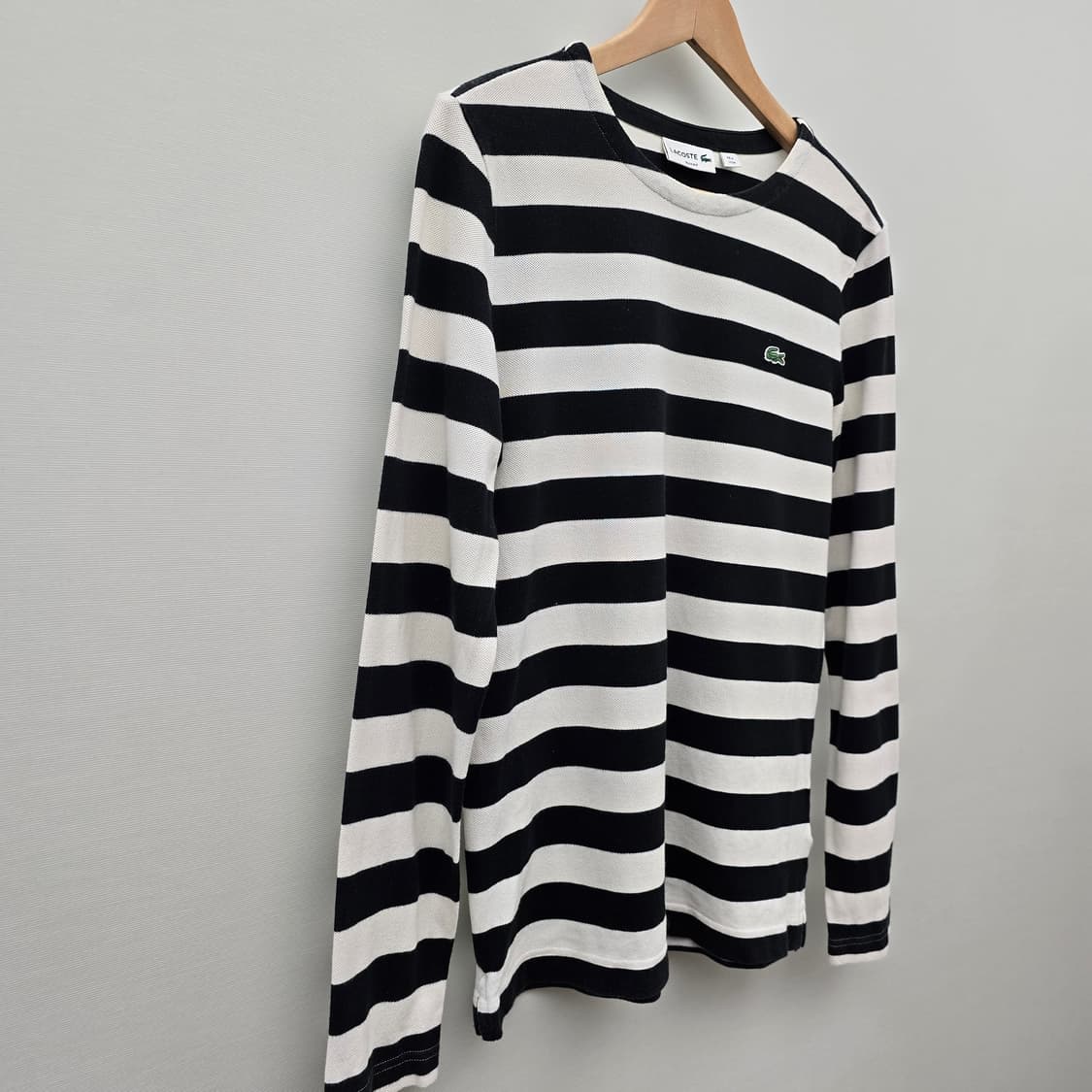 라코스테 스트라이프 긴팔 티셔츠 블랙/화이트 상품이미지2
