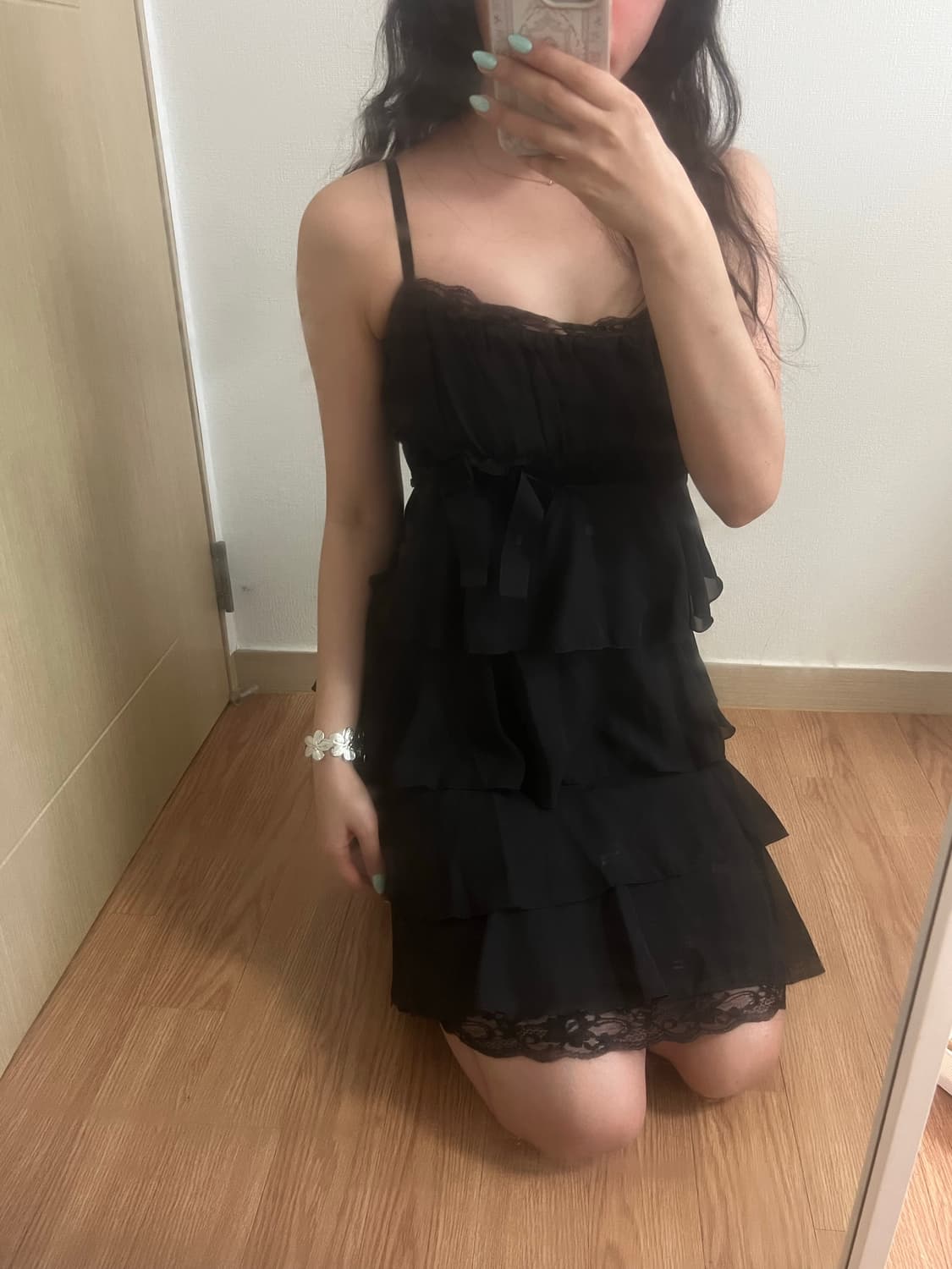 빈티지 블랙 프릴 캉캉 미디 원피스 갸루 상품이미지2