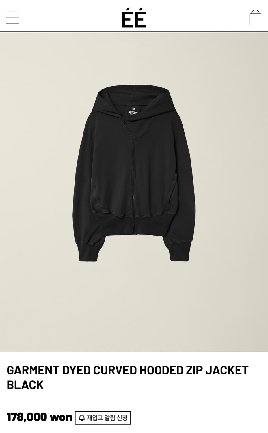 누마레 EE 커브드 후드집업 블랙 M 상품이미지1