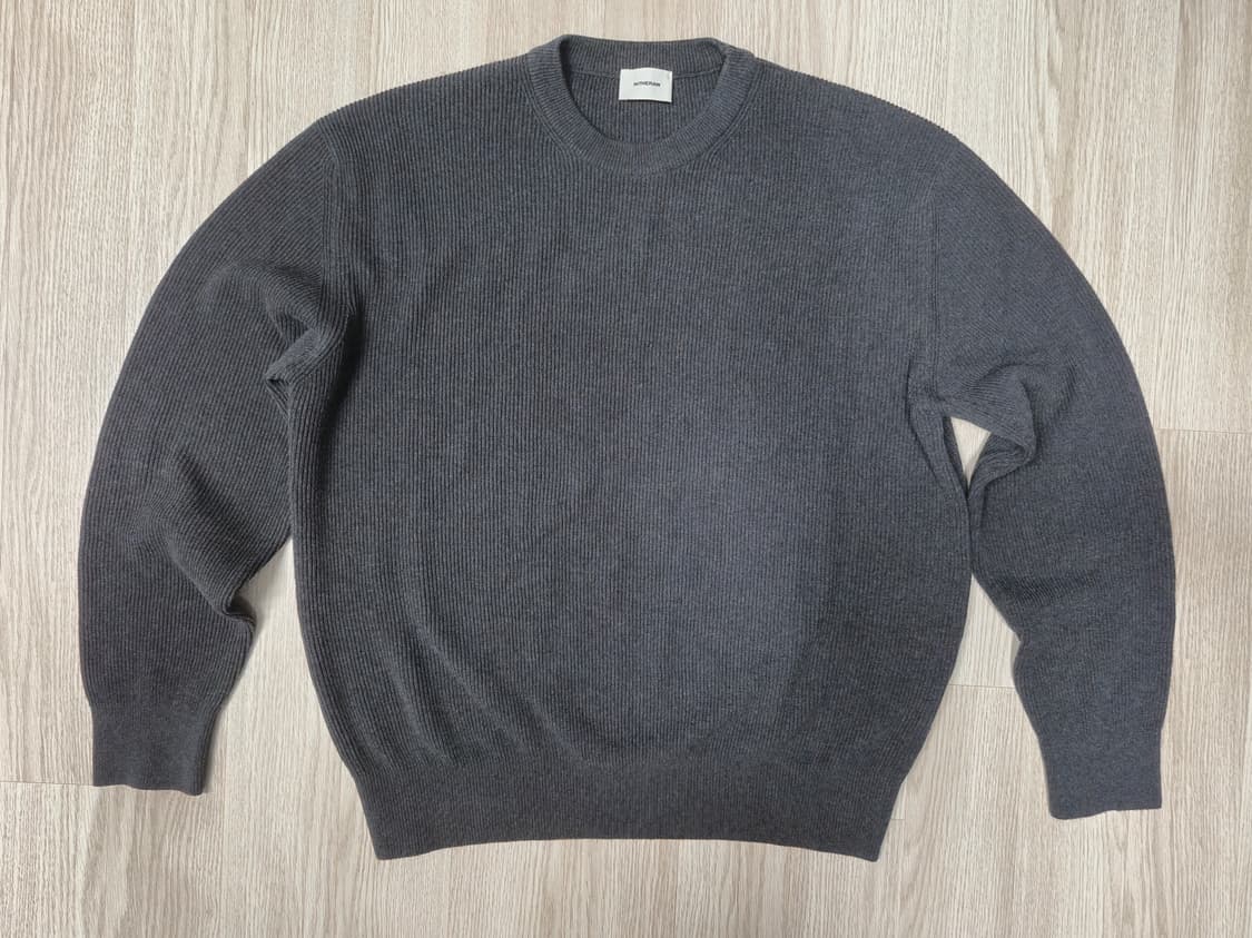 [2] 인더로우 코튼 립니트 크루넥 - 카본 그레이 (실착 1회/S급) 상품이미지1