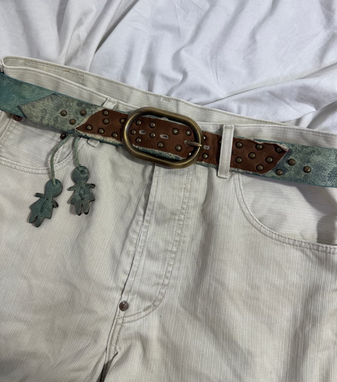 Trunk Hiroko Koshino 워시드 스터드 레더 벨트 y2k 상품이미지1