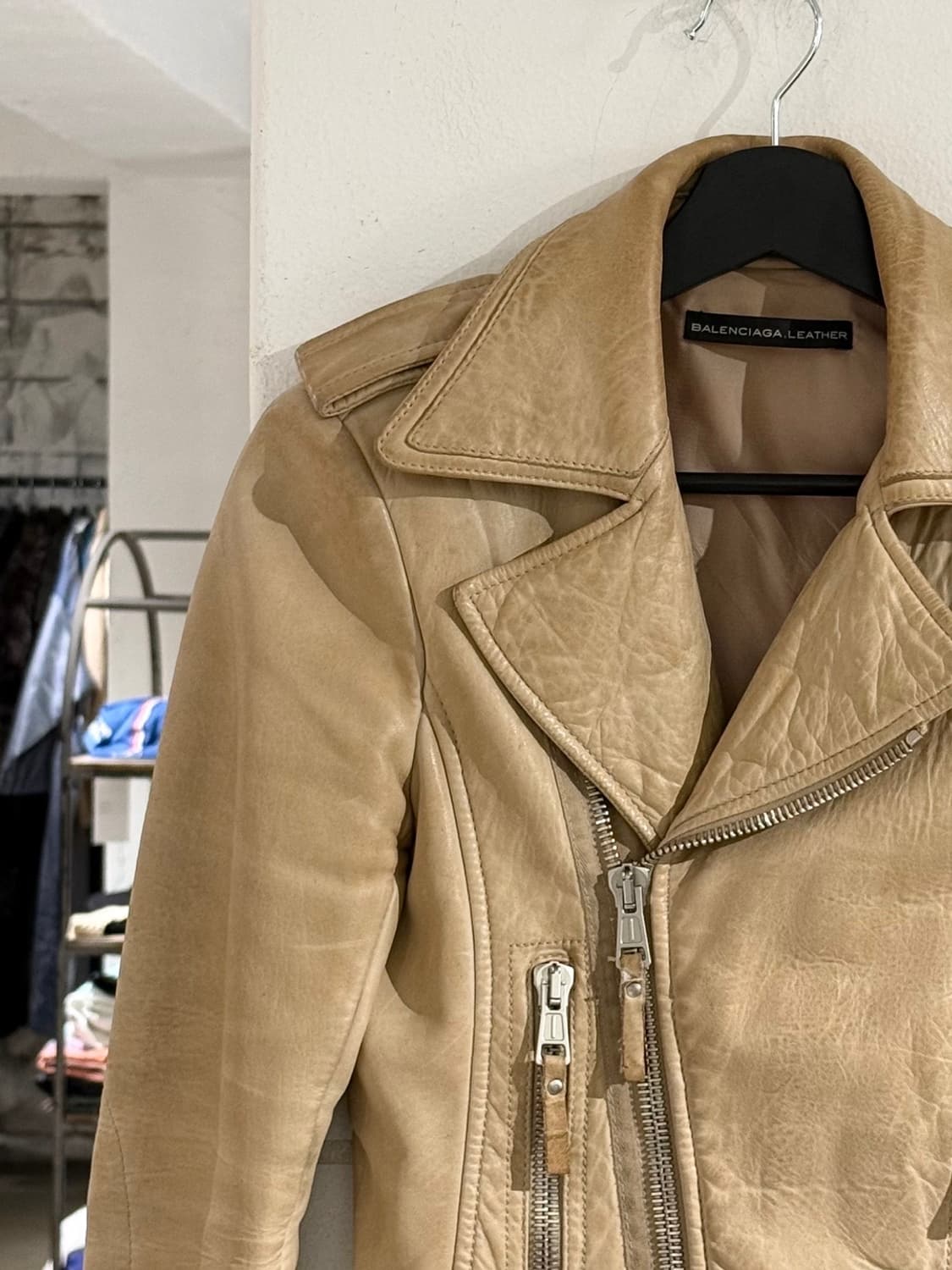 발렌시아가 09s 베이지 모터 램스킨 레더 자켓 상품이미지2